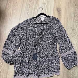 Floral Navy Blue and Pink Women's Top
